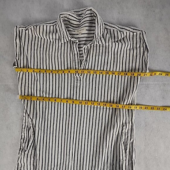 Thread And Supply Linen Blend Fringe Bottom Striped Pullover Dress Size Small - Picture 7 of 11